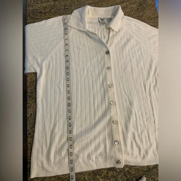 Vintage women’s Short sleeve button down sweater Size 18 / 20 - Picture 6 of 8